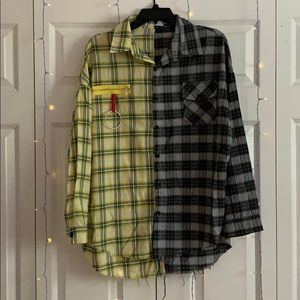 Yesstyle Two- Tone Plaid Shirt